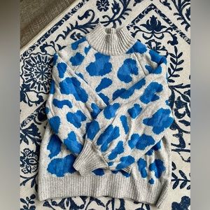 H&M balloon sleeve graphic leopard print sweater